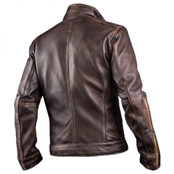 Mens Cafe Racer Stylish Biker Brown Distressed Leather JacketB