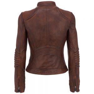 Womens Latest Cafe Racer Moto Biker Distressed Brown Vintage Real Leather JacketB