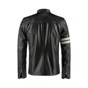 Mens Biker Vintage Retro Cafe Racer Slim Fit Real Black Leather JacketB