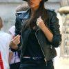 Victoria Beckham Women Black Biker Motorcycle Slimfit Leather Jacket