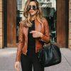 Women's Genuine Lambskin Leather Motorcycle Slim fit Designer Biker Jacket