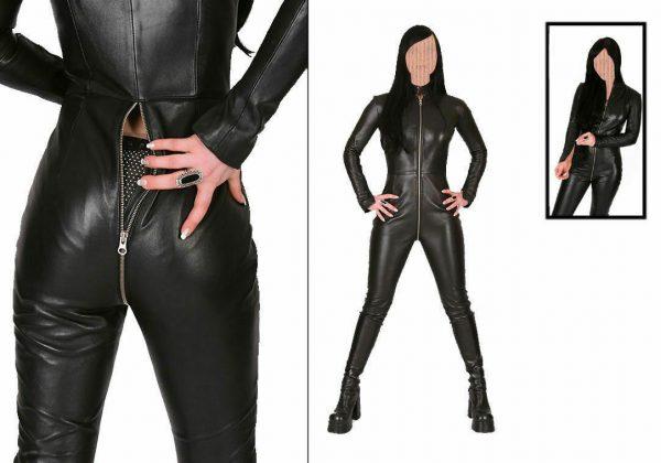 Genuine Leather Women Catsuit Jump Suit Club Wear Echt Leer Jumpsuit with Sleeve