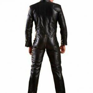 MENS GENUINE SOFT SHEEP LEATHER CATSUIT OVERALL BODYSUIT JUMPSUITB
