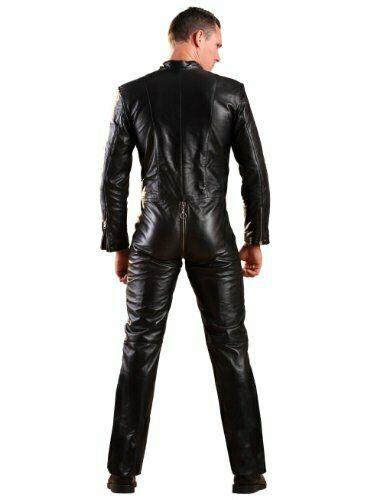 MENS GENUINE SOFT SHEEP LEATHER CATSUIT OVERALL BODYSUIT JUMPSUITB