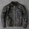 Men’s Motorcycle Biker Vintage Distressed Cafe Racer Retro Black Leather Jacket
