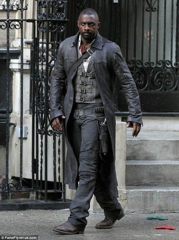 Men's Idris Elba Dark Tower Black Vintage distressed Real Leather Trench Coat