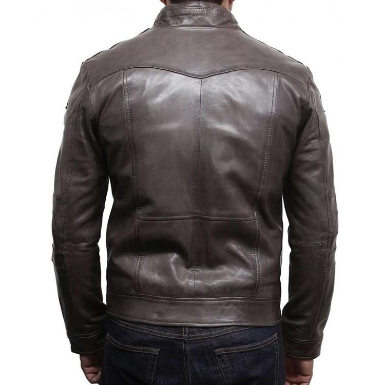 Men's Designer Washed Leather Vintage Brown JacketB