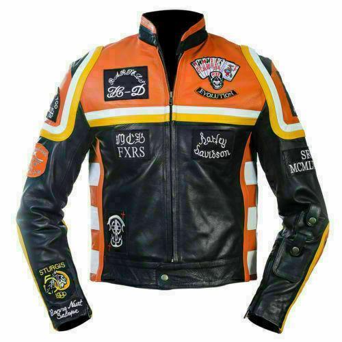 HDMM Mickey Rourke Marlboro Man Vintage Biker Real Leather Motorcycle Jacket