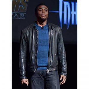 Chadwick Boseman Motorcycle Cafe Racer Biker Distressed Black Leather Jacket