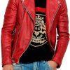 Mens Biker Cafe Racer Waxed Motorcycle Vintage Genuine Red Leather Jacket