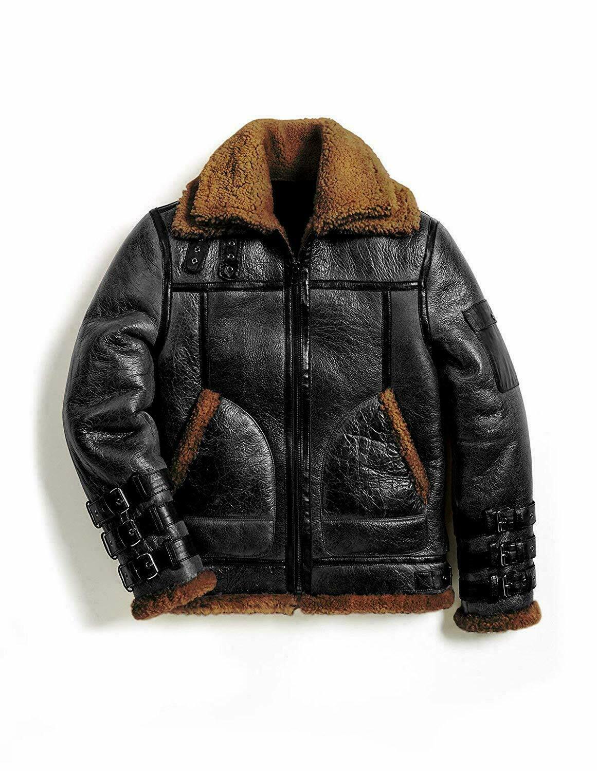 Details about   RAF Men's B3 Bomber Real Leather Fur Shearling Winter New Arrival Brown Jacket