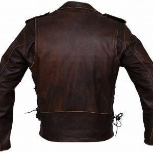 Men's Black Edition Retro Marlon Brando Slim Fit Biker Leather Jacket Back