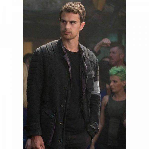 Divergent Movie Theo James Distressed Black Leather Jacket
