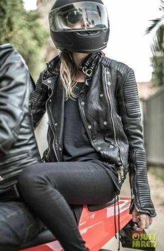 Women Genuine Lambskin Leather Jacket Motorcycle Real Slimfit Black Biker Jacket 2