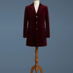 12TH Doctor Who Peter Capaldi Maroon Velvet Coat, front view