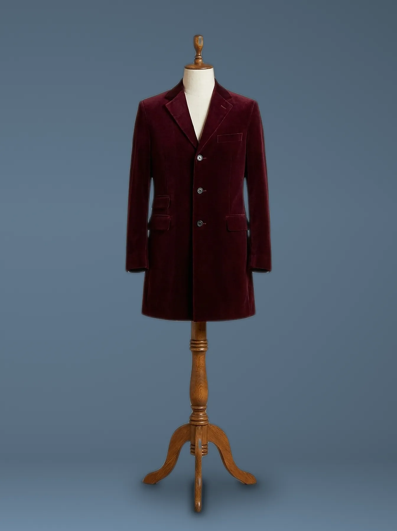 12th doctor who peter capaldi maroon velvet coat front view