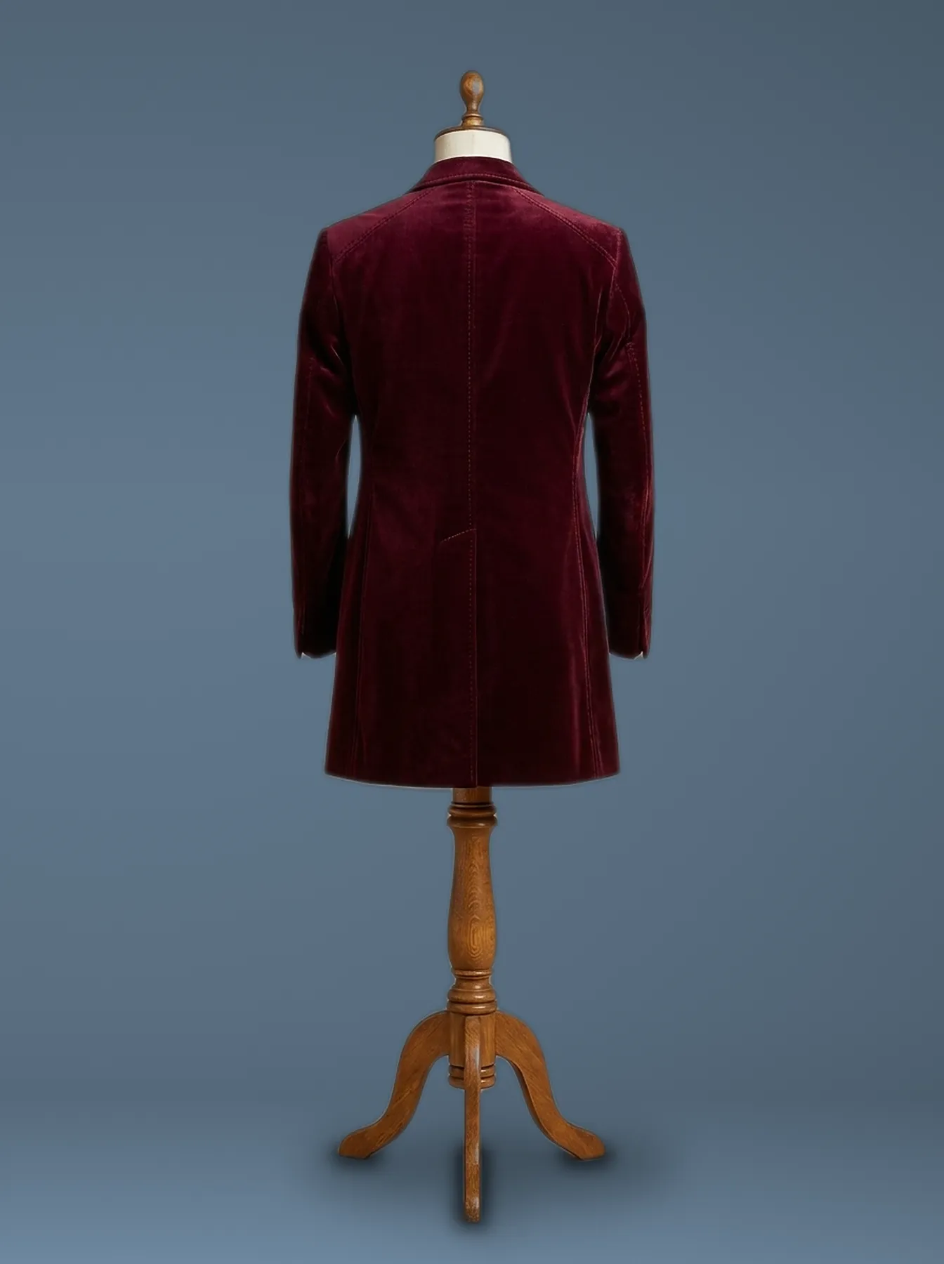 12th doctor who peter capaldi maroon velvet coat back view