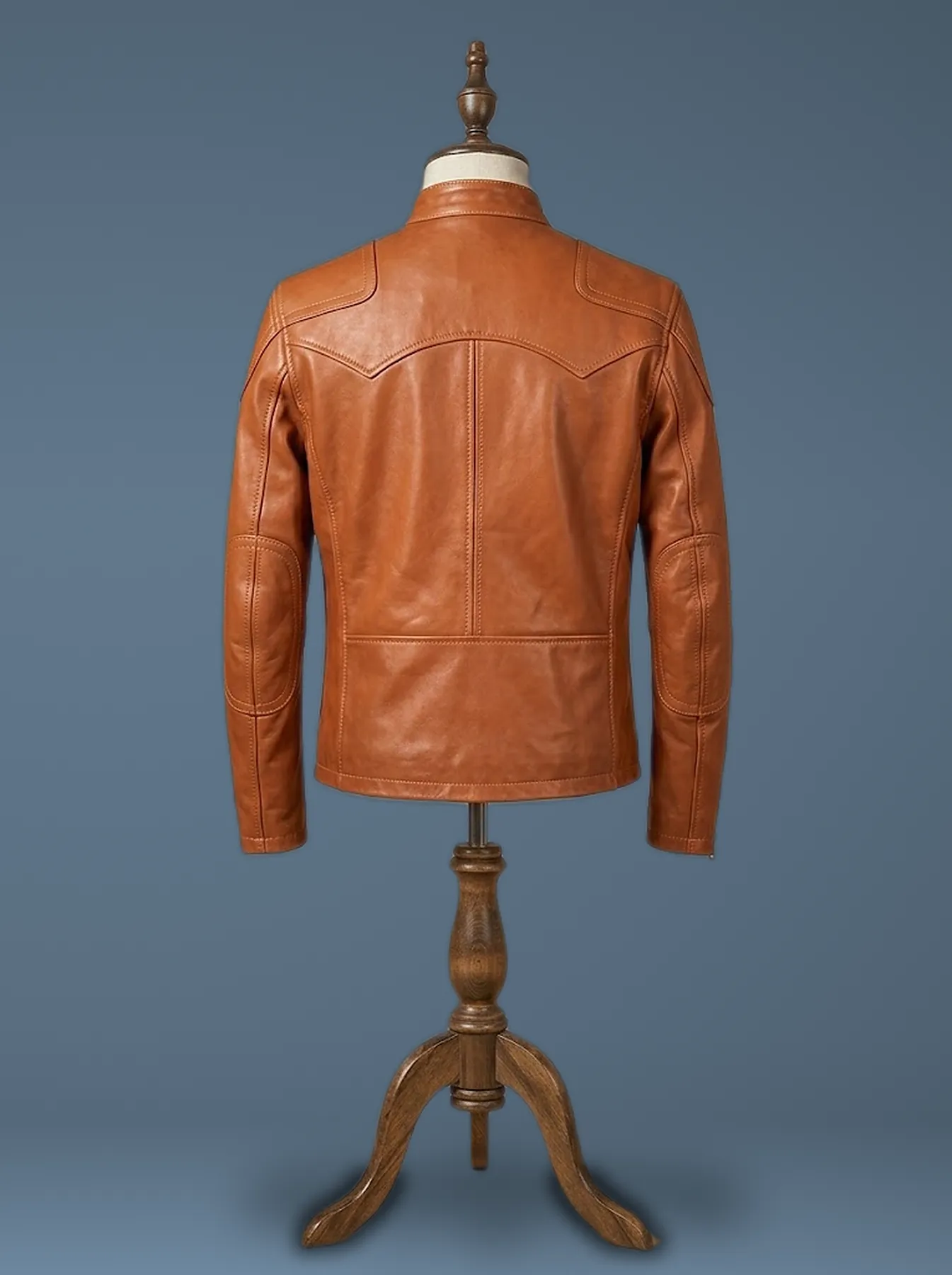 fit cafe racer tan jacket back view