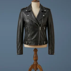 ADRIANA LIMA WOMENS LADIES SLIM FIT REAL GENUINE BIKER STYLE LEATHER JACKET, front view