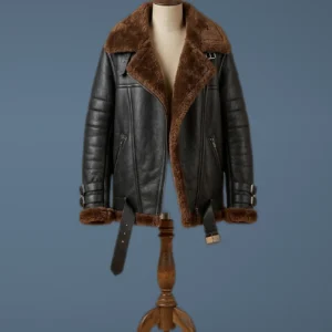 Alexa Chung B3 Winter Sheepskin Shearling Pilot Flying Shearling leather jacket, front view