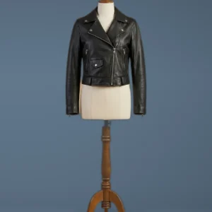 Alia Shelesh SSSniper Wolf John Wick 3 Biker Motorcycle Black Leather Jacket, front view