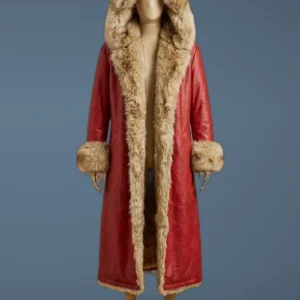 Christmas Chronicles Kurt Russell Santa Claus Faux Shearling Leather Coat, front view