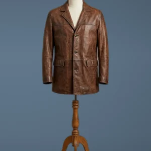 Dwayne Johnson Red Notice Leather Jacket, front view