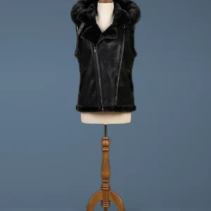Jordan Craig Men’s Denali Shearling Black Vest, front view