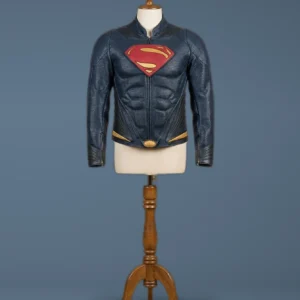 Man of Steel Henry Cavill Superman Real Perforated Leather Jacket, front view