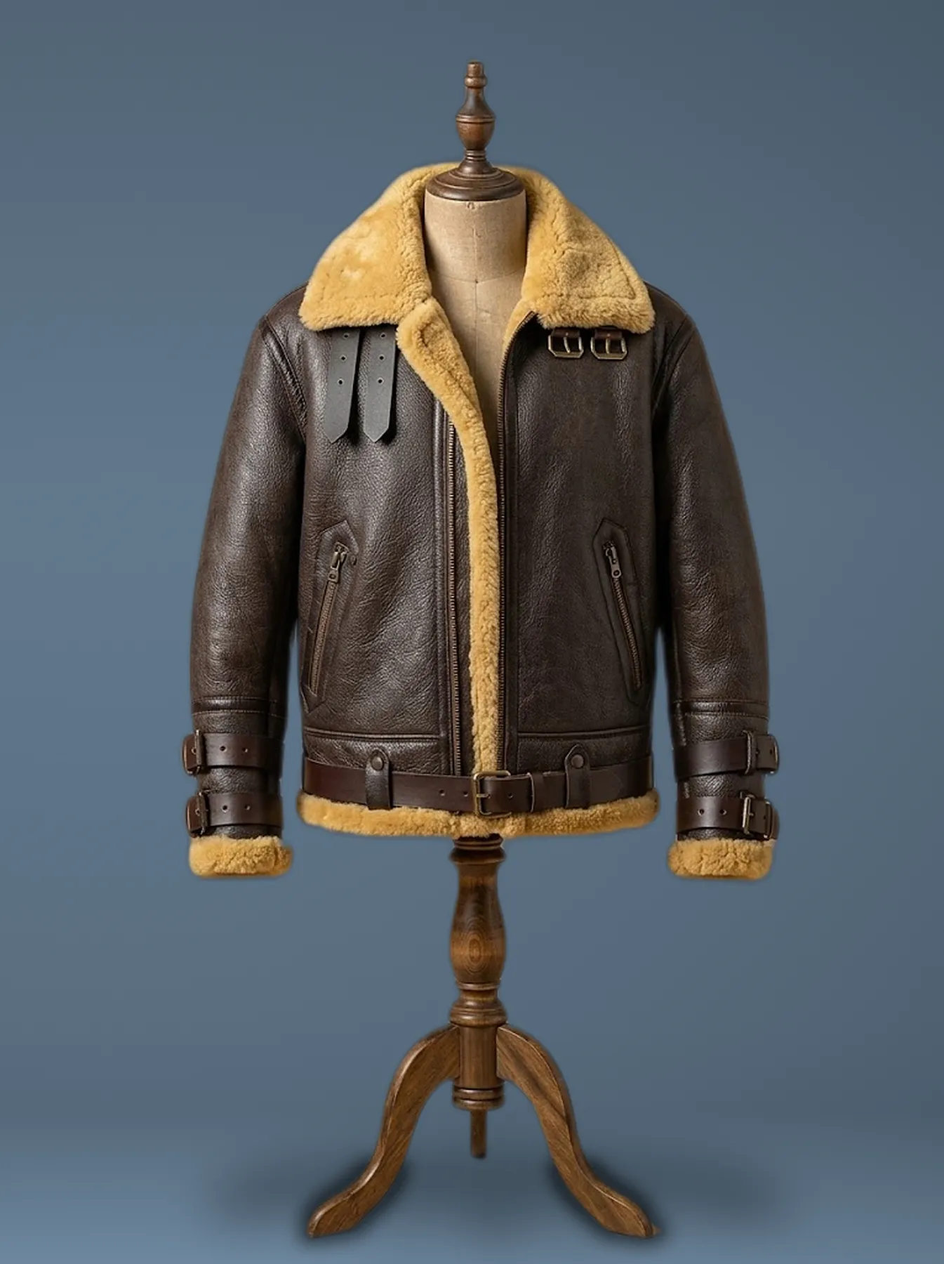 flight bomber double collar jacket front view