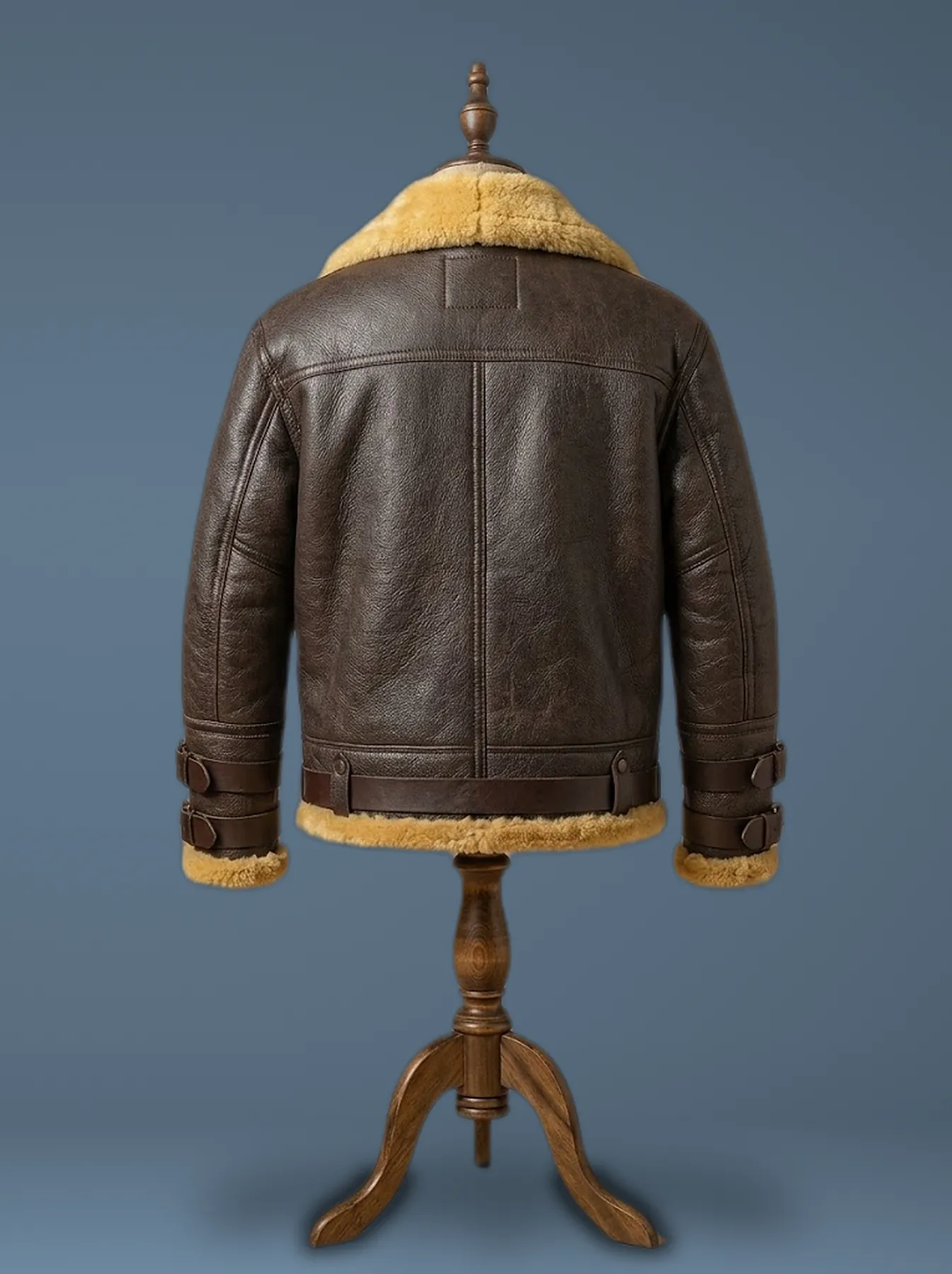 flight bomber double collar jacket back view