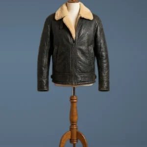 Men’s Aviator RAF B3 Pilot Shearling Real Sheepskin Leather Bomber Jacket, front view