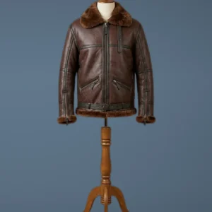 Men’s Aviator RAF B6 Sheepskin Fur Shearling Leather Bomber Jacket, front view