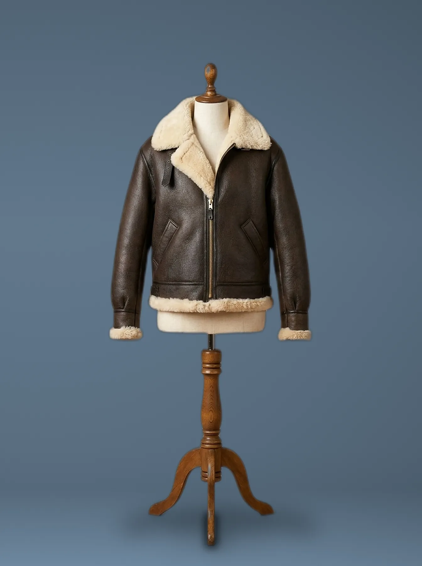Men’s B3 Bomber Aviator USAF Real Sheepskin Shearling Leather Pilot Jacket, front view