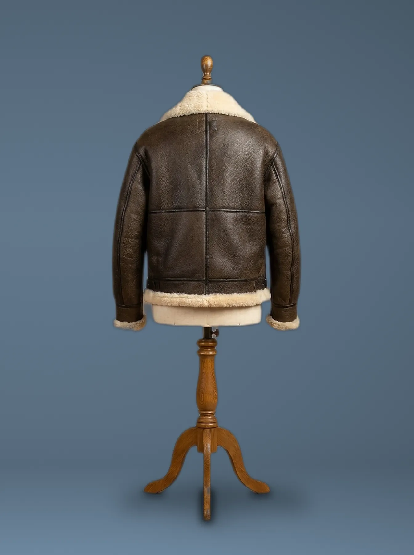 Men’s B3 Bomber Aviator USAF Real Sheepskin Shearling Leather Pilot Jacket, back view