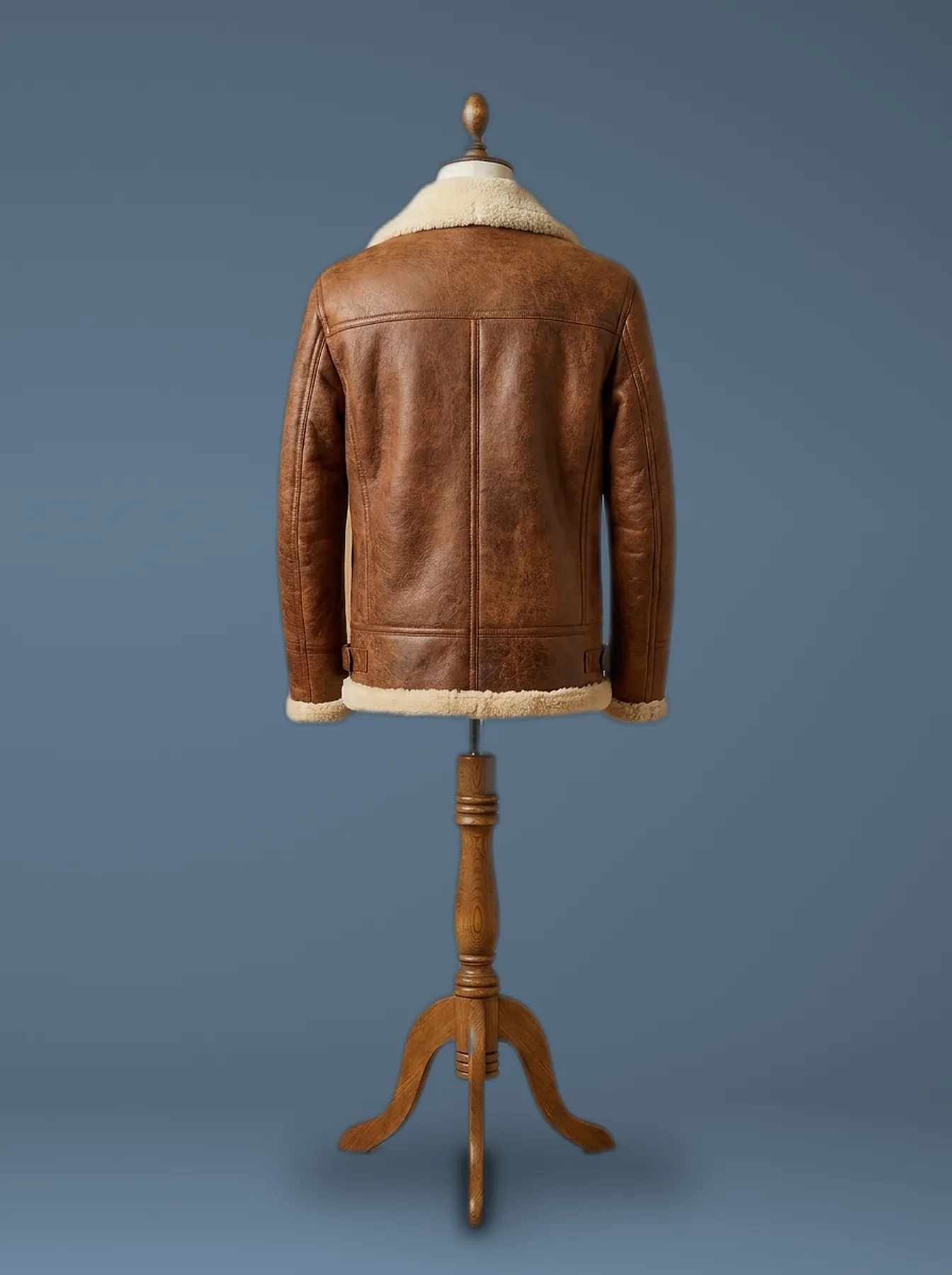shearling tan leather pilot jacket back view