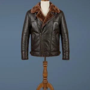 Men’s Brando Aviator B6 Bomber Real Sheepskin Brown Sheepskin Leather Jacket, front view