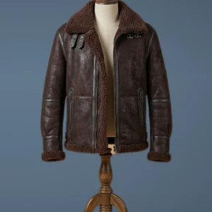 Men’s RAF Aviator Pilot B3 Flying Bomber Real Shearling Fur Real Leather Jacket, front view