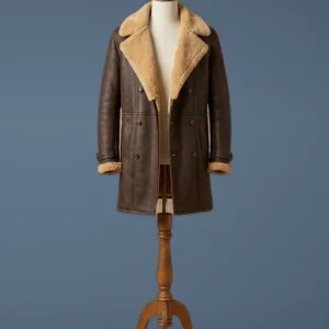 Men’s Superfly Trevor Jackson Pilot B3 Real Sheepskin Shearling Duffle Brown Coat, front view