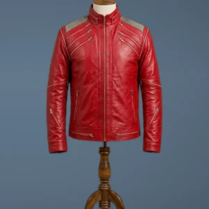 Michael Jackson MJ Beat It Style Real Leather Jacket, front view