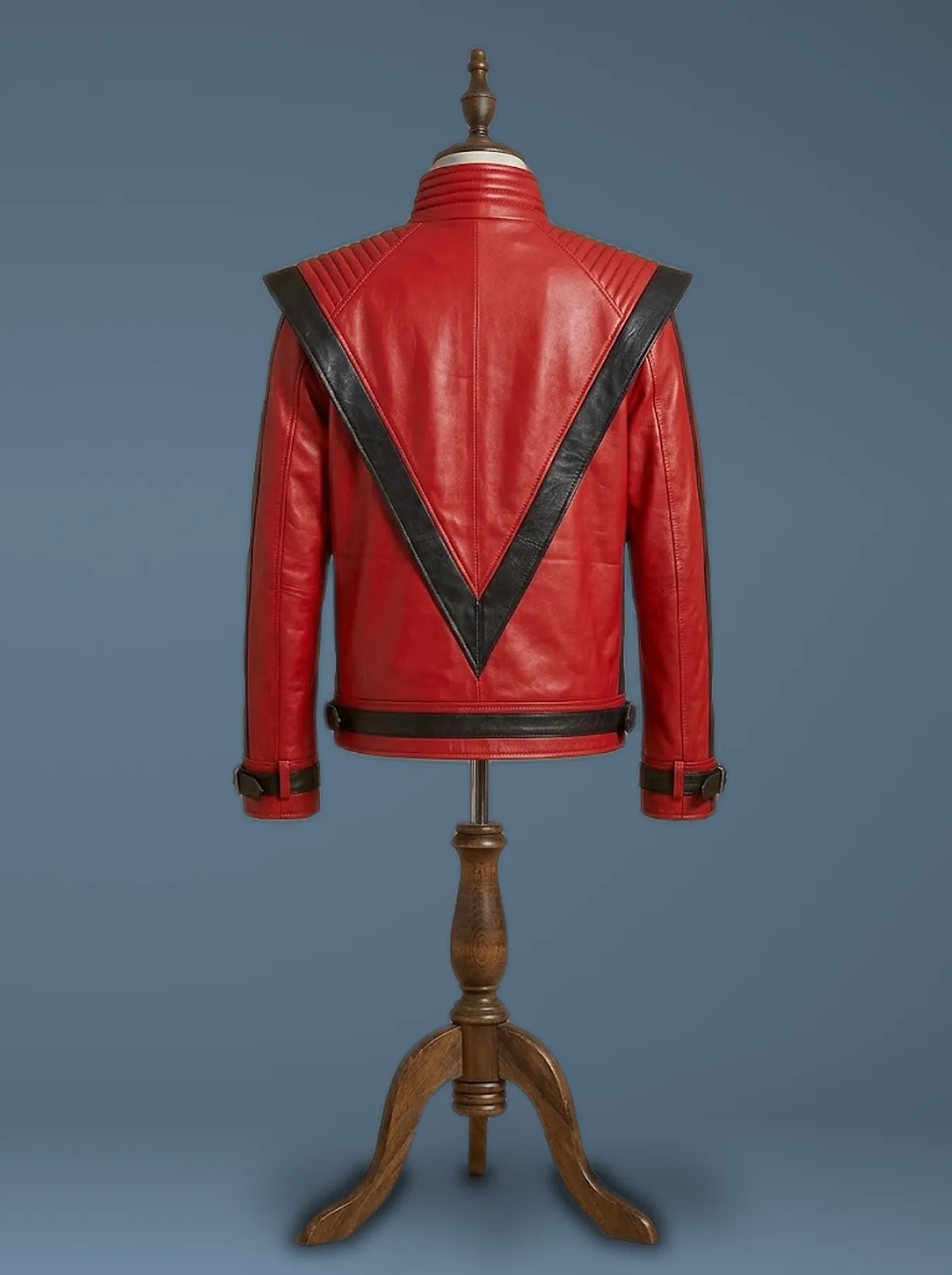 Michael Jackson MJ Thriller Cosplay Real Red Leather Jacket, back view