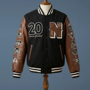 Negro League Baseball S9 Black Varsity Jacket Bomber, front view