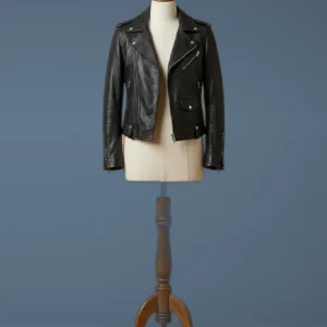 Victoria Beckham Women’s Slim Fit Real Genuine Biker Leather Jacket, front view