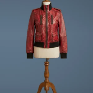 Women’s Cosmopolitan Fitted Fashion Genuine Leather Jacket, front view