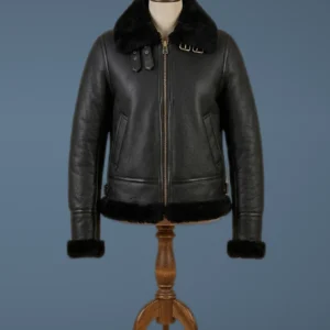 Women’s RAF B3 Bomber Aviator Real Leather Jacket Sheep Skin Pilot Flying Coat, front view