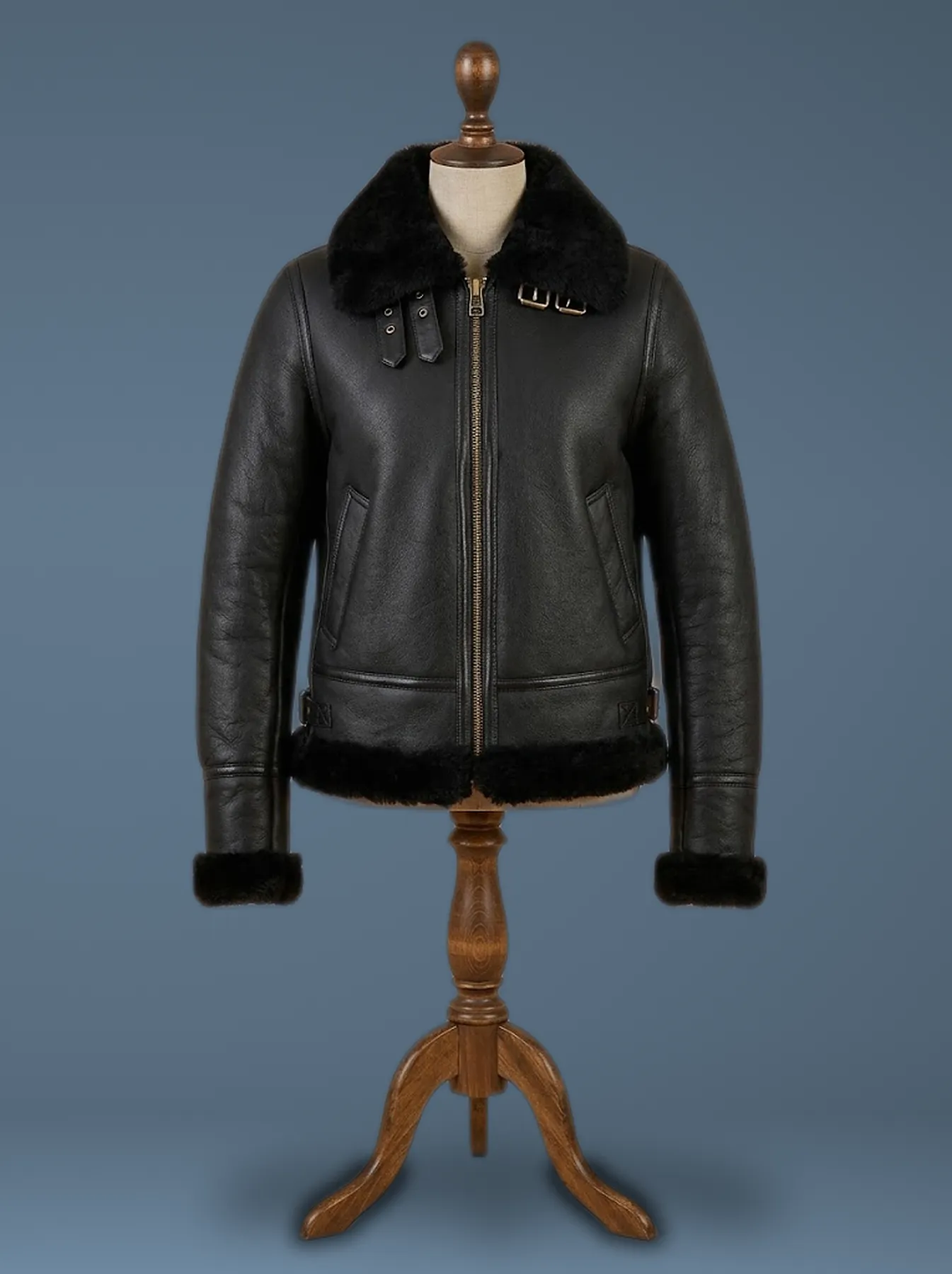 Women’s RAF B3 Bomber Aviator Real Leather Jacket Sheep Skin Pilot Flying Coat, front view