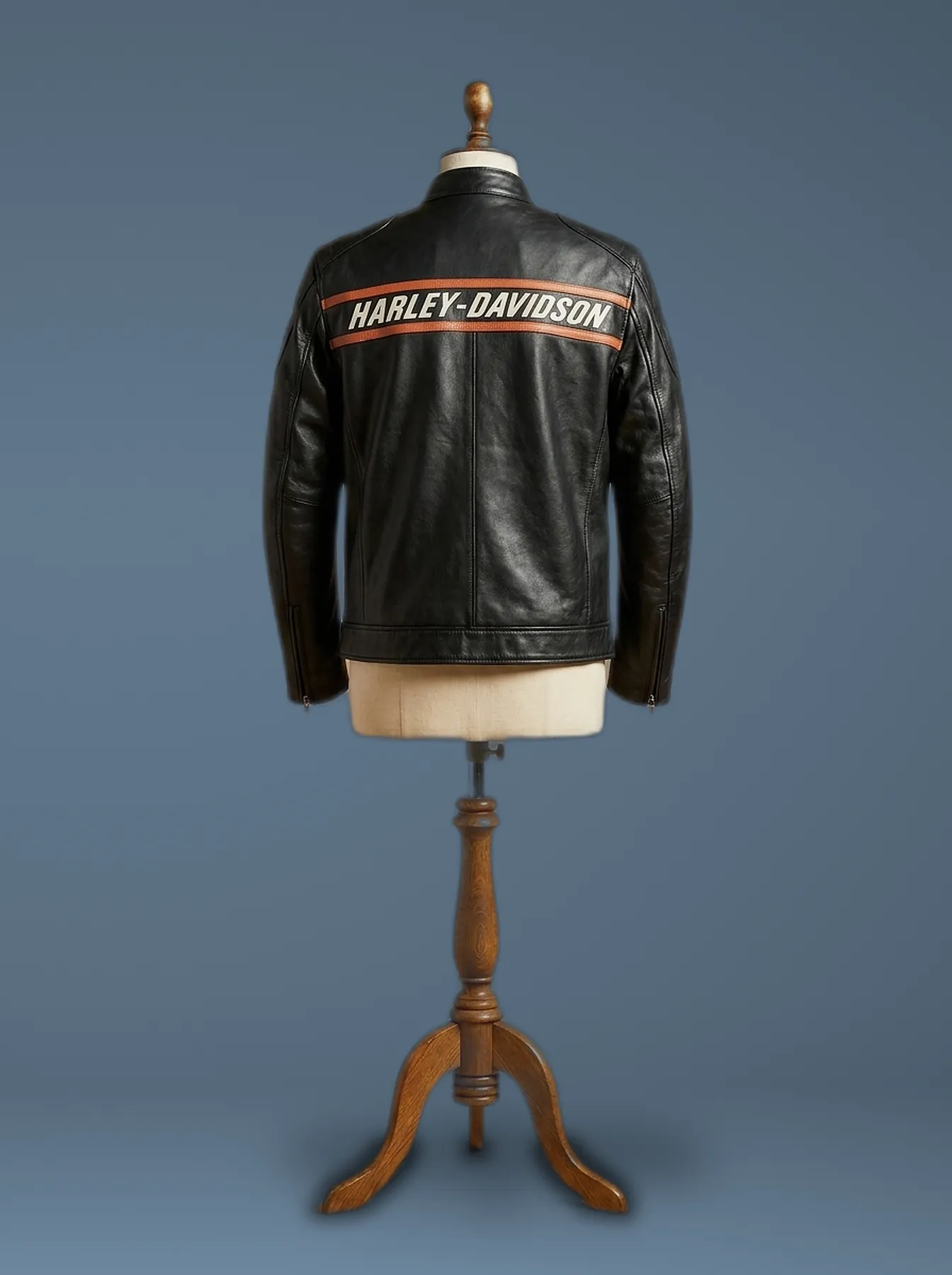 Wwe Bill Goldberg Harley Davidson Vintage Motorcycle Black Leather Jacket, back view